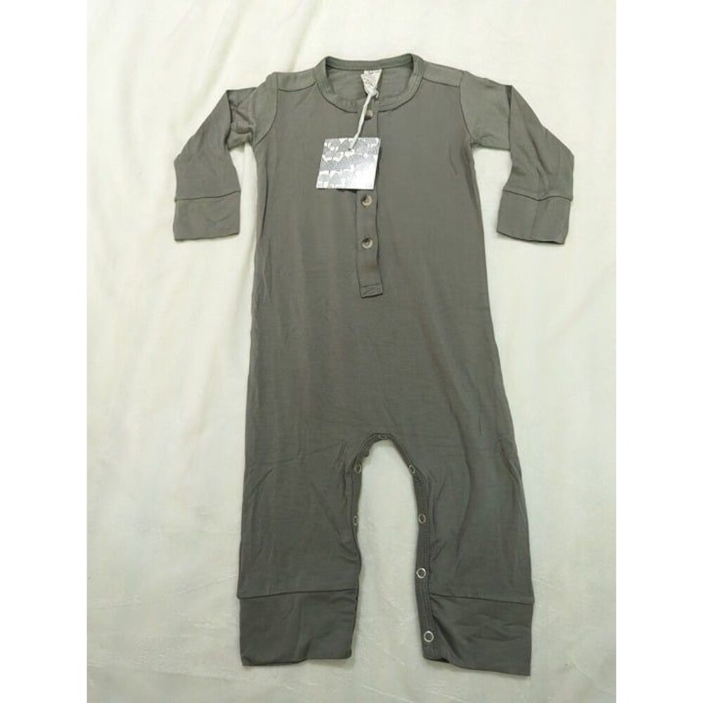 BNWT Kate Quinn Olive Green Bamboo Henley Romper size 12-18 months